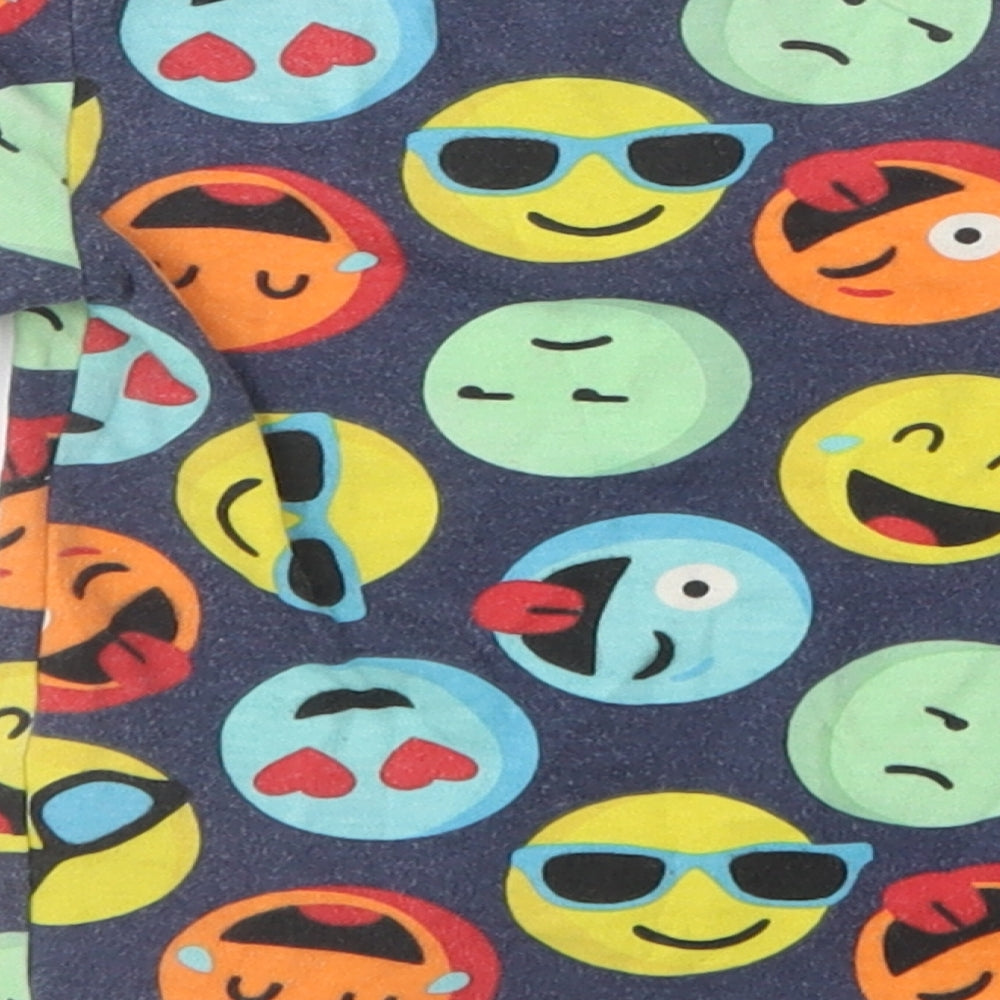 Dunnes Stores Boys Blue Geometric Cotton Pullover T-Shirt Size 2-3 Years Crew Neck Pullover - Emojis