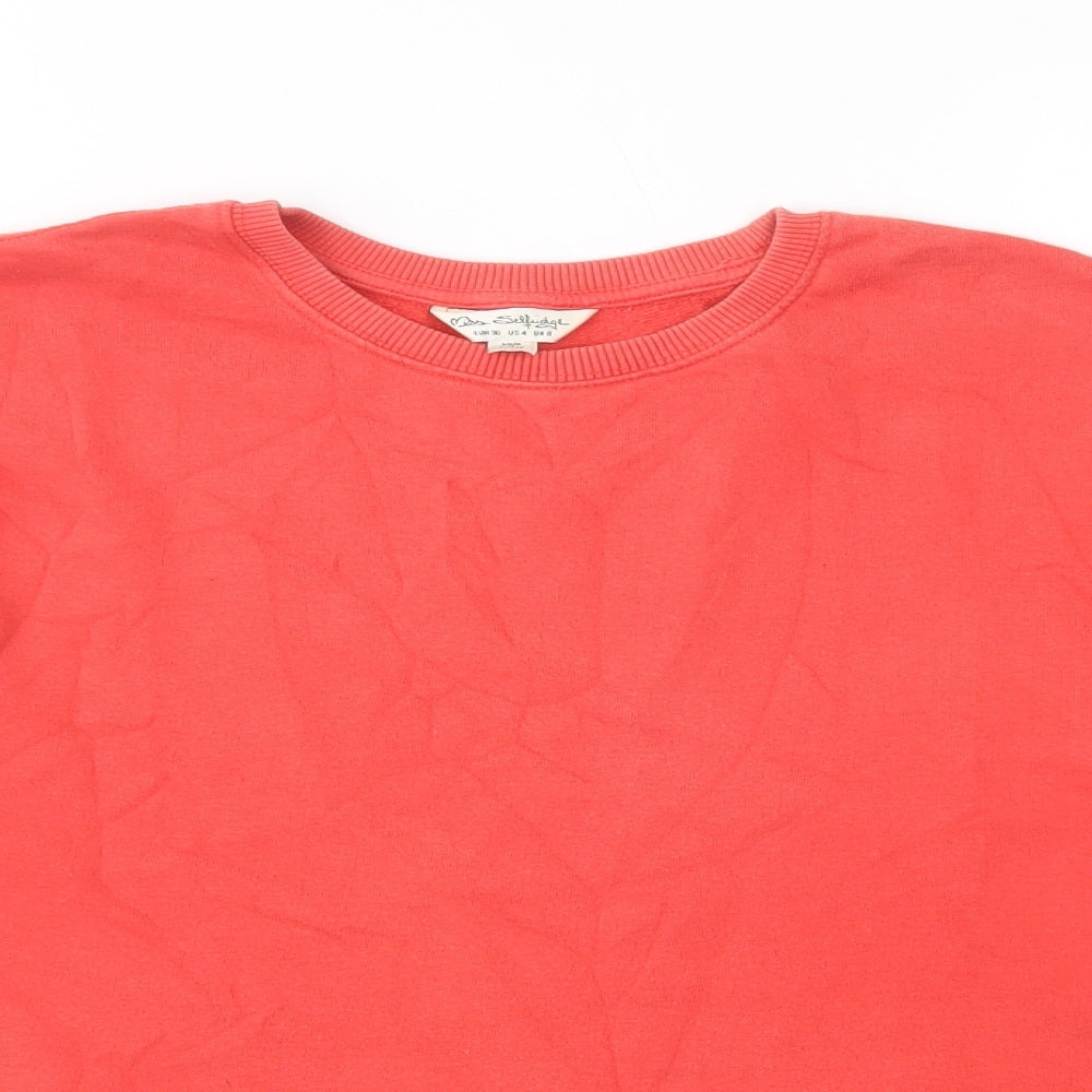 Miss Selfridge Womens Red  Cotton Pullover Sweatshirt Size 8  Pullover