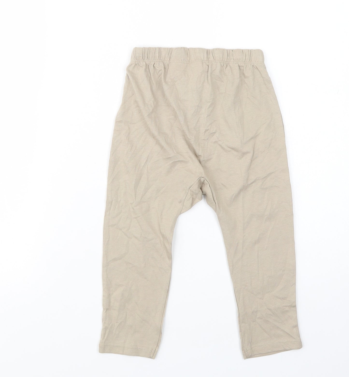 H&M Girls Beige  Cotton Jogger Trousers Size 2-3 Years  Regular Drawstring