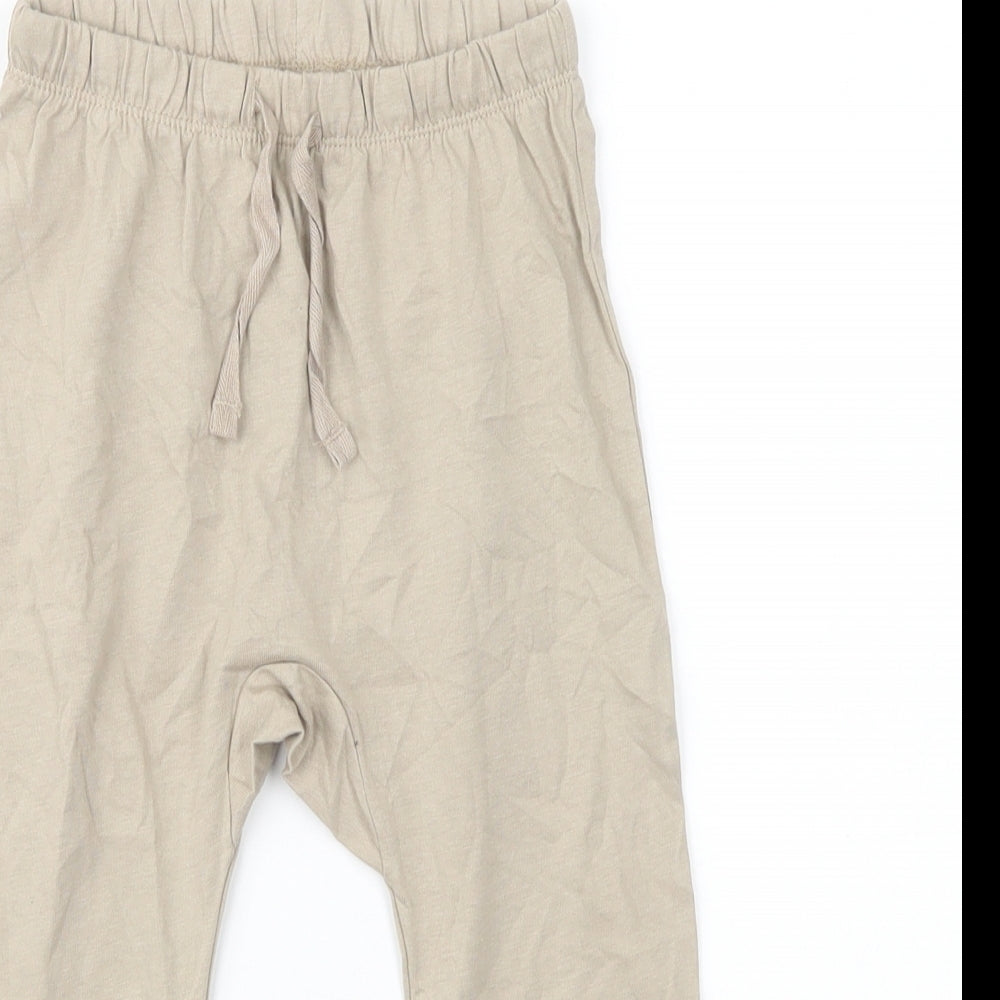 H&M Girls Beige  Cotton Jogger Trousers Size 2-3 Years  Regular Drawstring