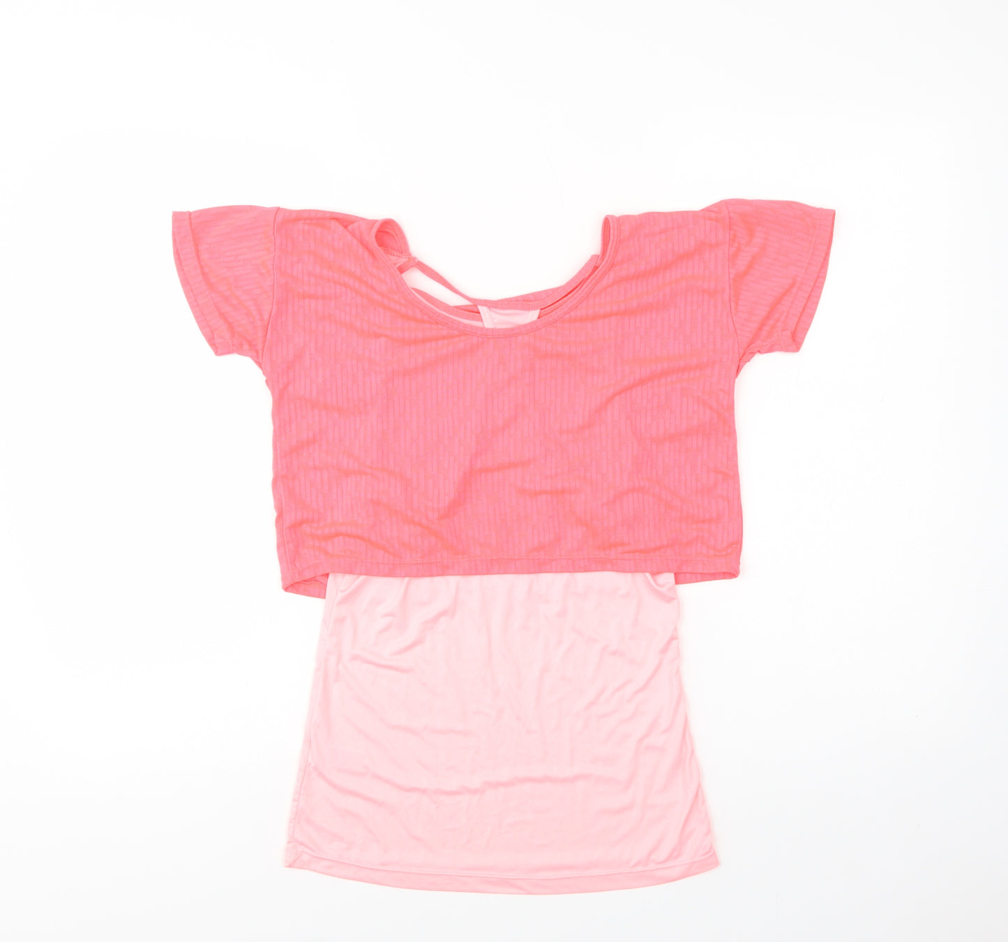 Dunnes Stores Womens Pink  Polyester Basic T-Shirt Size M Crew Neck - Change The World