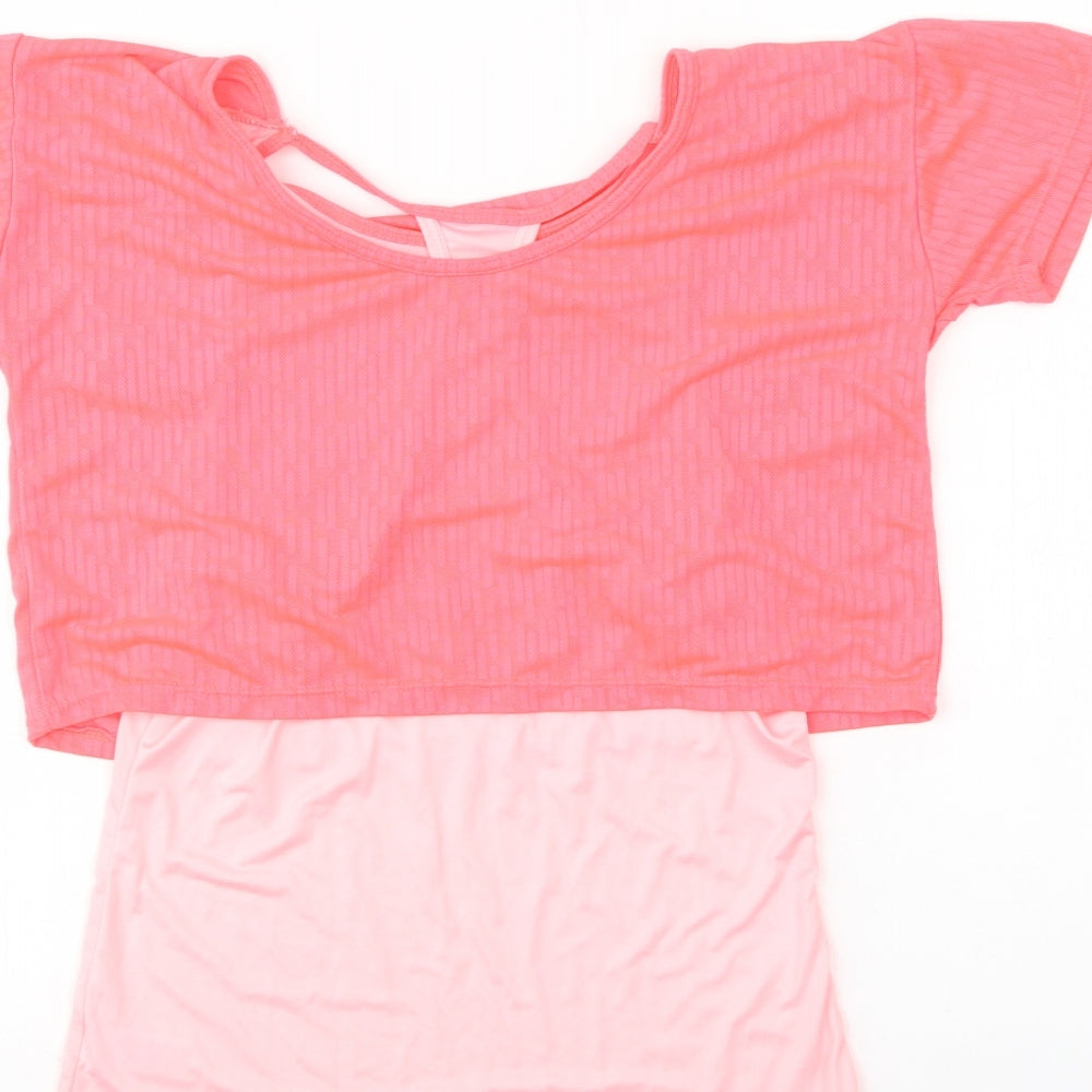 Dunnes Stores Womens Pink  Polyester Basic T-Shirt Size M Crew Neck - Change The World
