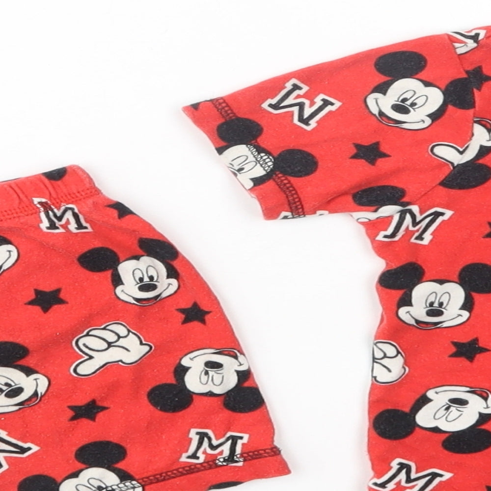George Girls Red Geometric Cotton  Pyjama Set Size 2-3 Years  Pullover - Mickey Mouse