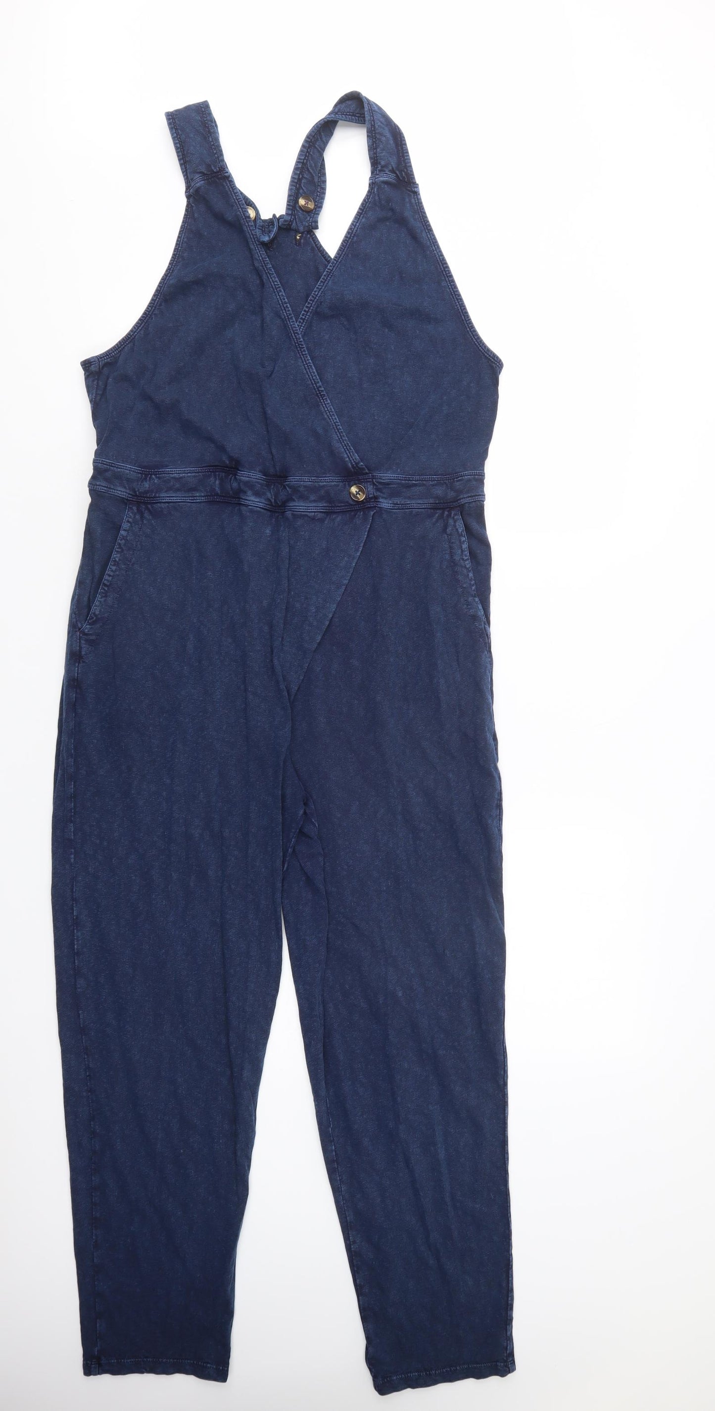 White Stuff Womens Blue  Cotton Jumpsuit One-Piece Size 14 L28 in Button