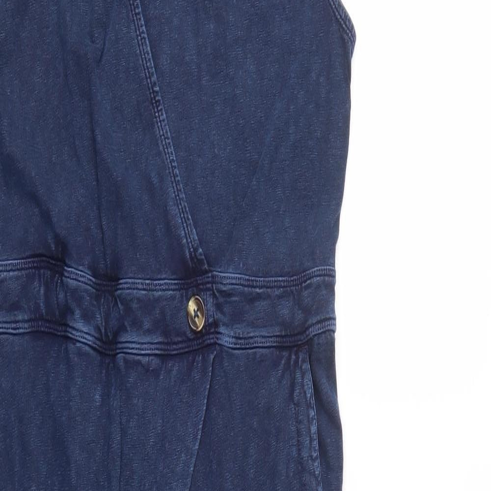 White Stuff Womens Blue  Cotton Jumpsuit One-Piece Size 14 L28 in Button