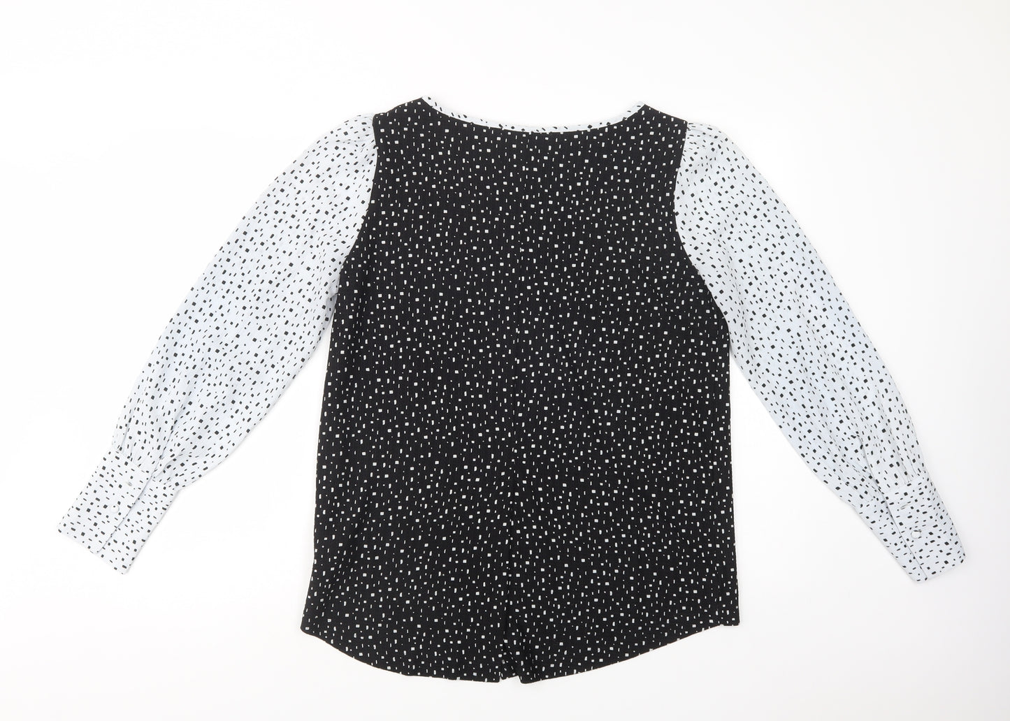 NEXT Womens Black Geometric Polyester Basic Blouse Size 12 Boat Neck