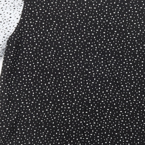 NEXT Womens Black Geometric Polyester Basic Blouse Size 12 Boat Neck