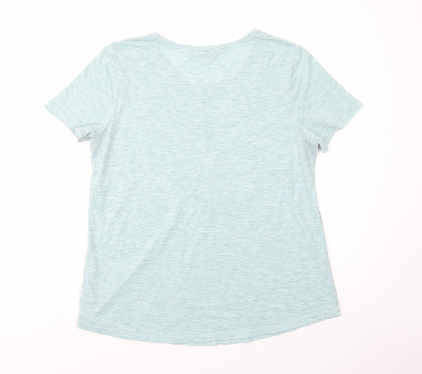 NEXT Womens Green  Viscose Basic T-Shirt Size 14 Crew Neck