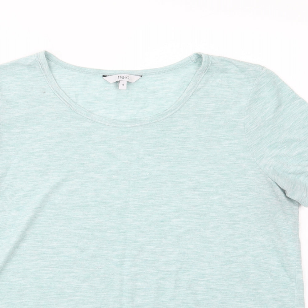 NEXT Womens Green  Viscose Basic T-Shirt Size 14 Crew Neck