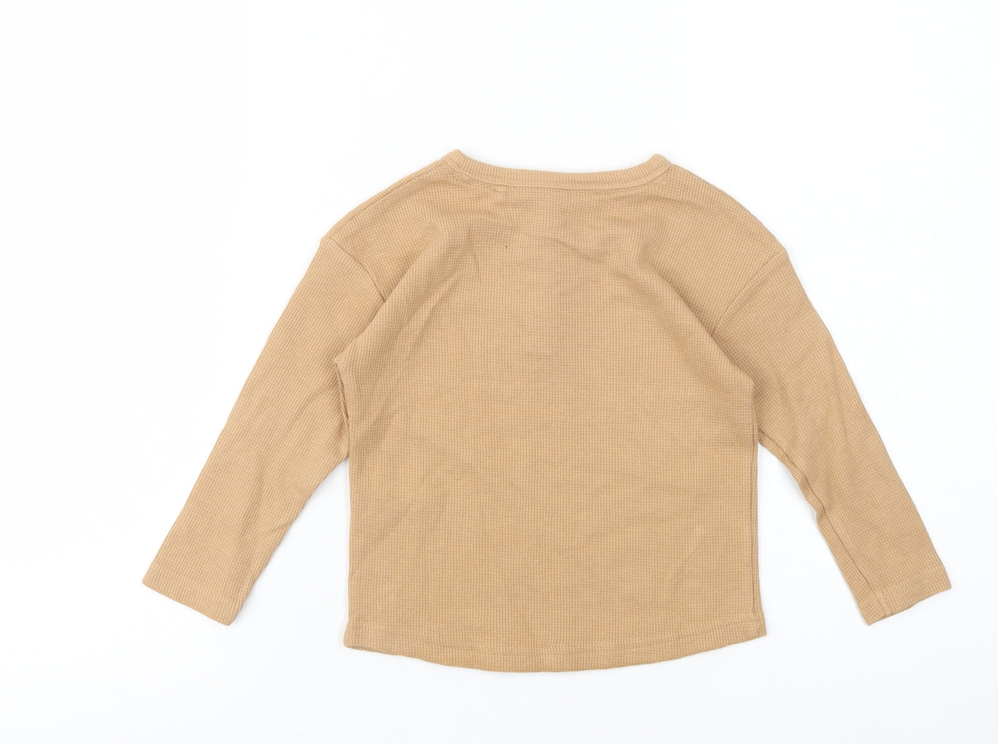 George Boys Beige  Cotton Pullover T-Shirt Size 2-3 Years Henley Button