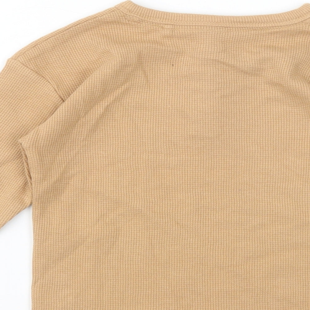 George Boys Beige  Cotton Pullover T-Shirt Size 2-3 Years Henley Button