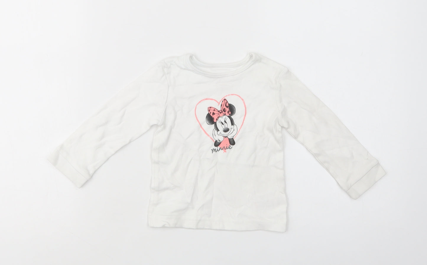 George Baby White  Cotton Pullover T-Shirt Size 9-12 Months Crew Neck Pullover - Minnie Mouse