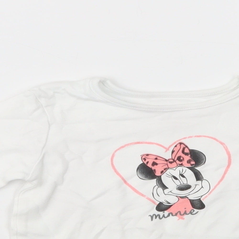 George Baby White  Cotton Pullover T-Shirt Size 9-12 Months Crew Neck Pullover - Minnie Mouse