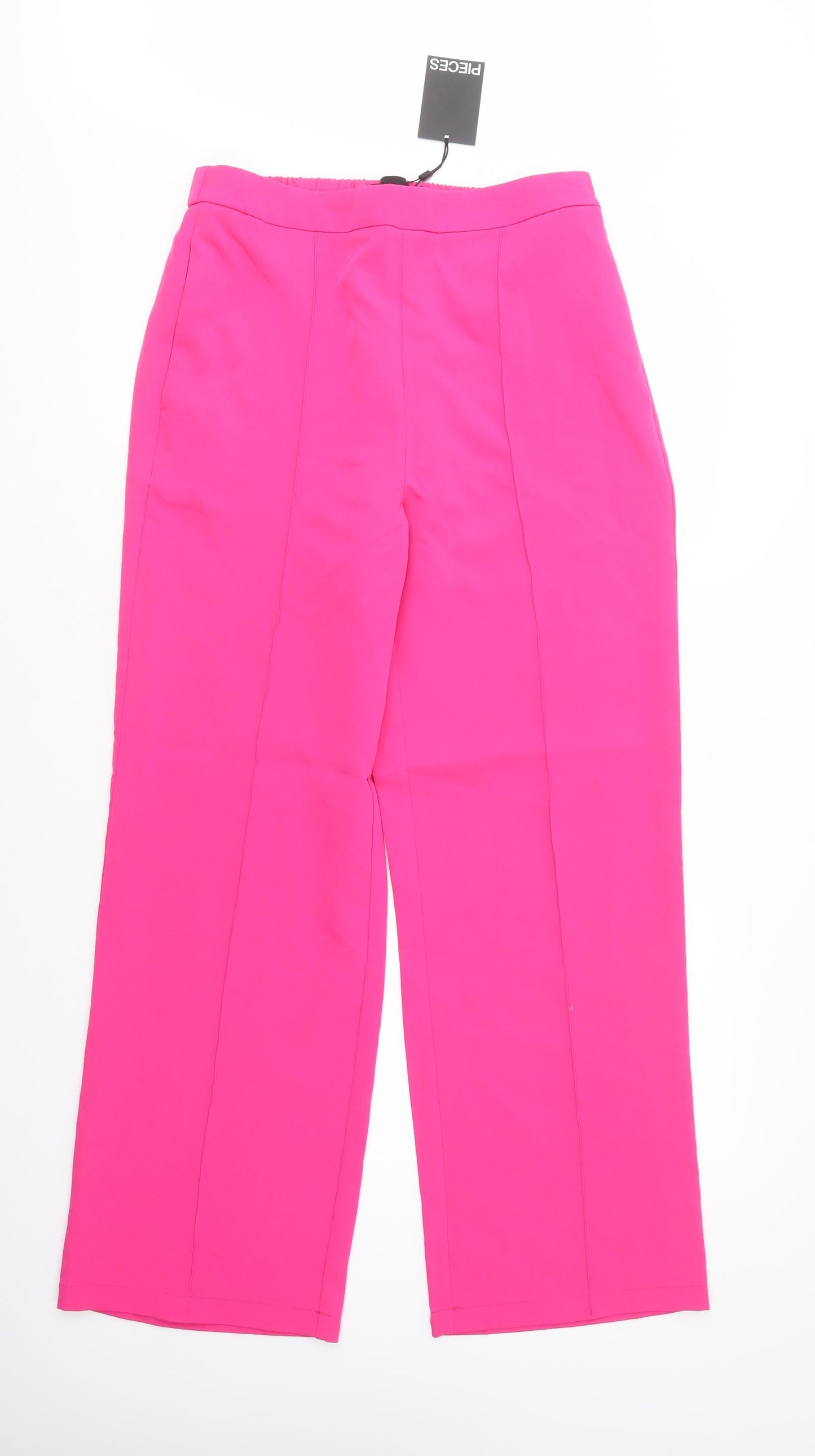 Pieces Womens Pink  Polyester Dress Pants Trousers Size L L32 in Regular