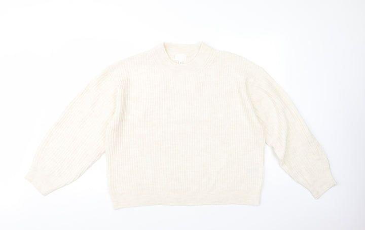 H&M Womens Beige Crew Neck Polyester Pullover Jumper Size M