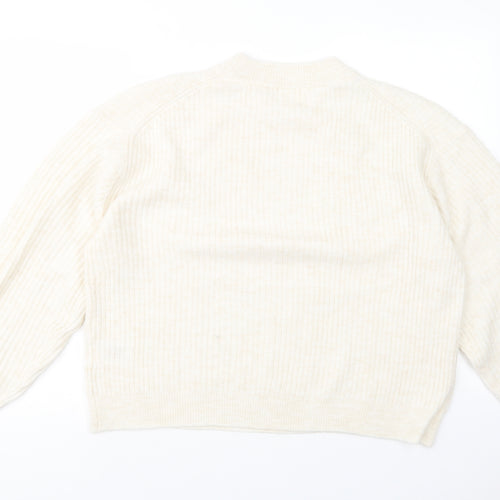 H&M Womens Beige Crew Neck  Polyester Pullover Jumper Size M