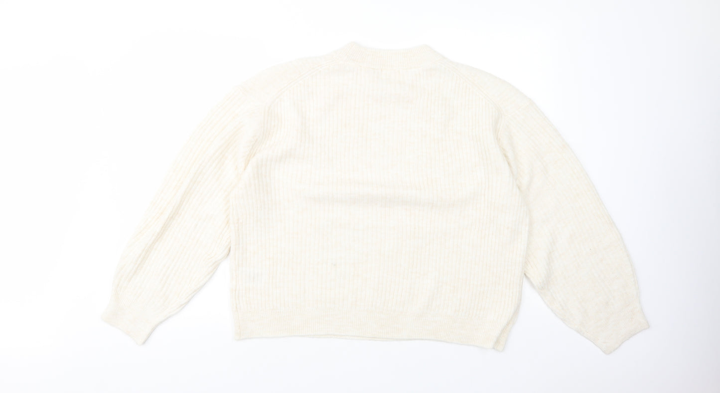 H&M Womens Beige Crew Neck  Polyester Pullover Jumper Size M