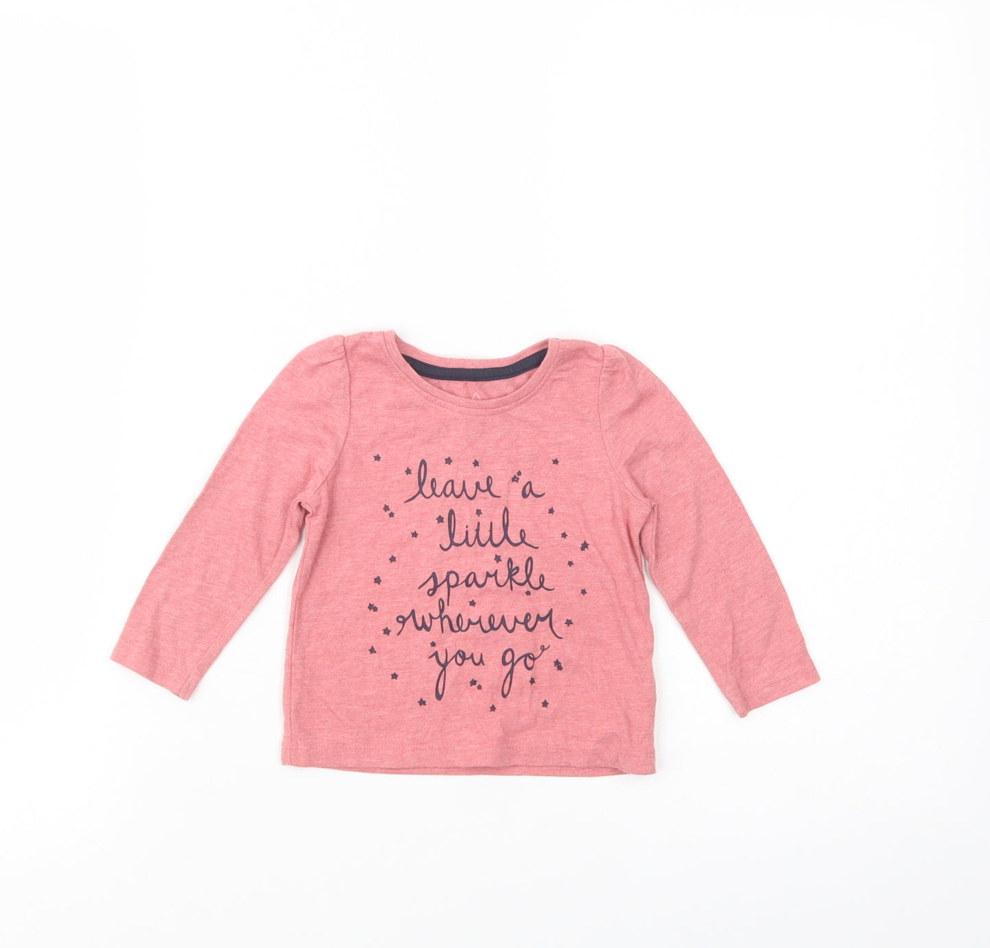 Primark Baby Pink  Polyester Pullover T-Shirt Size 9-12 Months Crew Neck Pullover - Leave A Little Sparkle