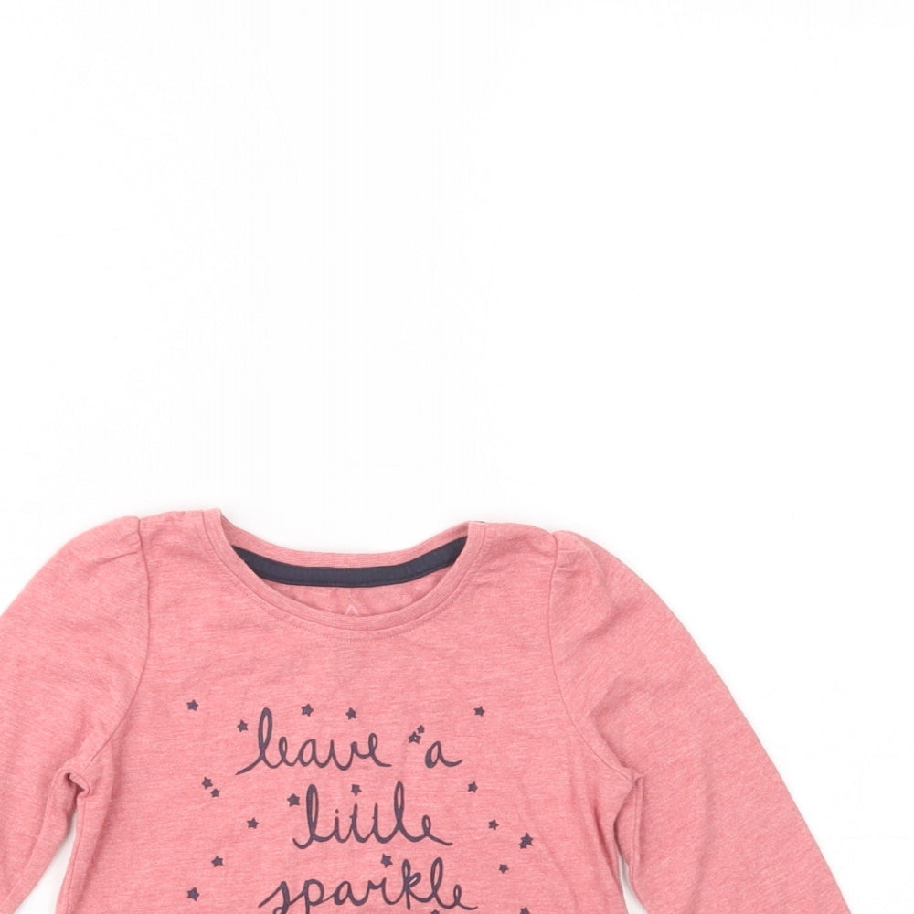 Primark Baby Pink  Polyester Pullover T-Shirt Size 9-12 Months Crew Neck Pullover - Leave A Little Sparkle