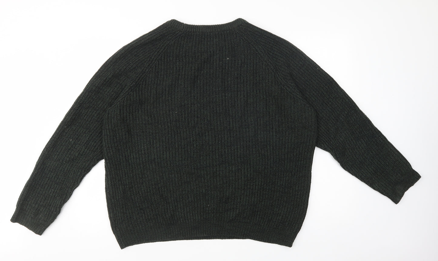 George Mens Green Crew Neck  Acrylic Pullover Jumper Size L