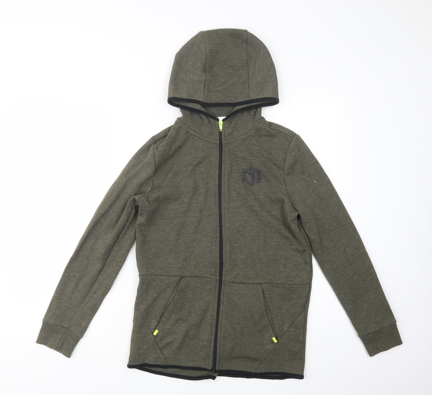 F&F Boys Green  Polyester Full Zip Hoodie Size 12-13 Years  Zip
