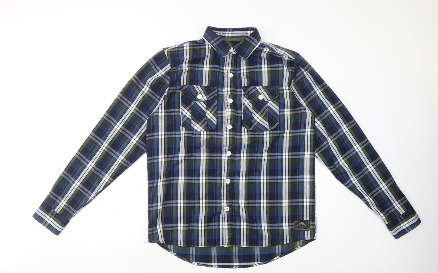 Dare 2B Mens Blue Plaid Polyester  Button-Up Size L Collared Button