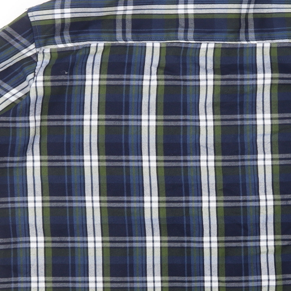 Dare 2B Mens Blue Plaid Polyester  Button-Up Size L Collared Button