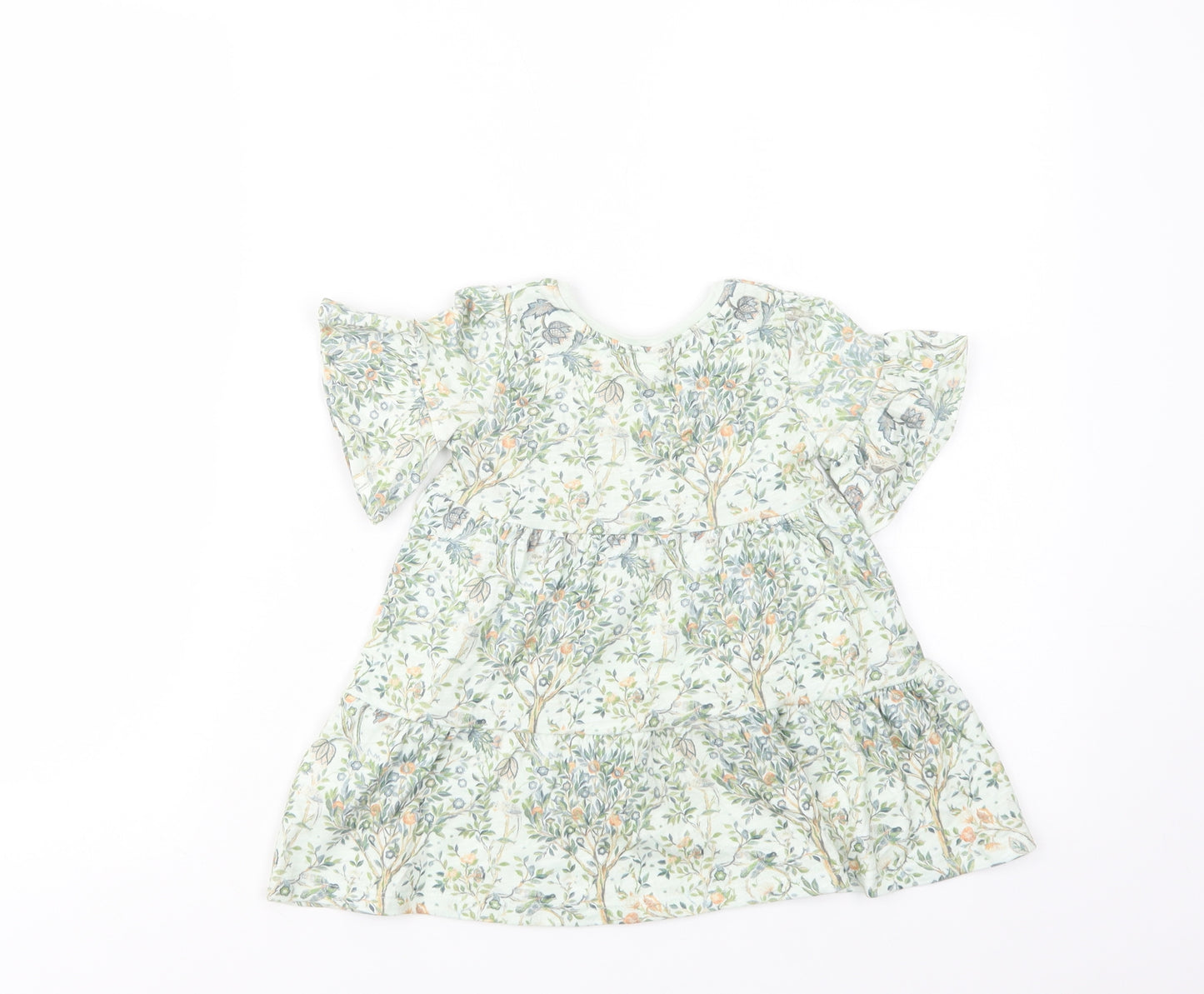 NEXT Baby Green Floral Cotton A-Line  Size 9-12 Months  Crew Neck Pullover