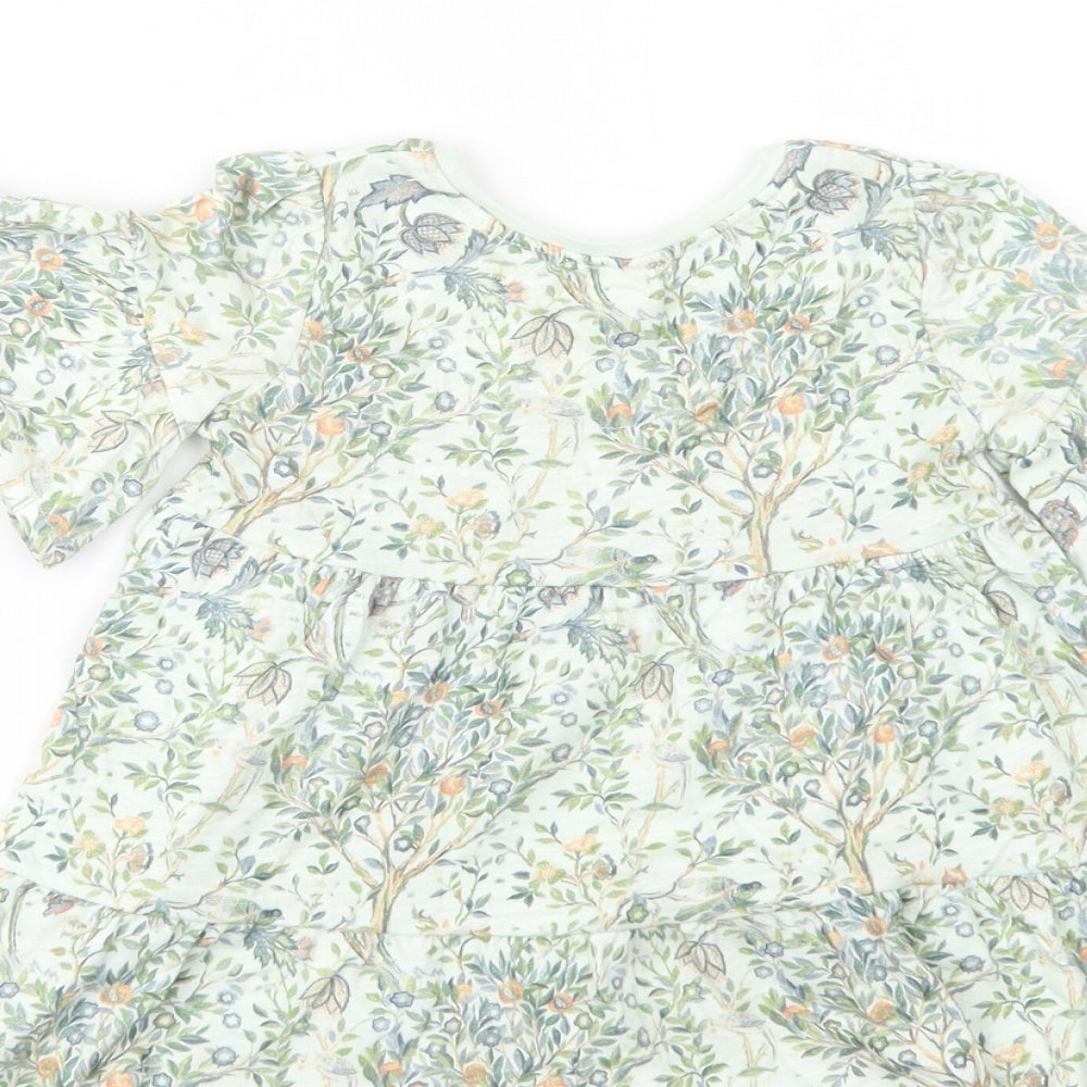 NEXT Baby Green Floral Cotton A-Line  Size 9-12 Months  Crew Neck Pullover