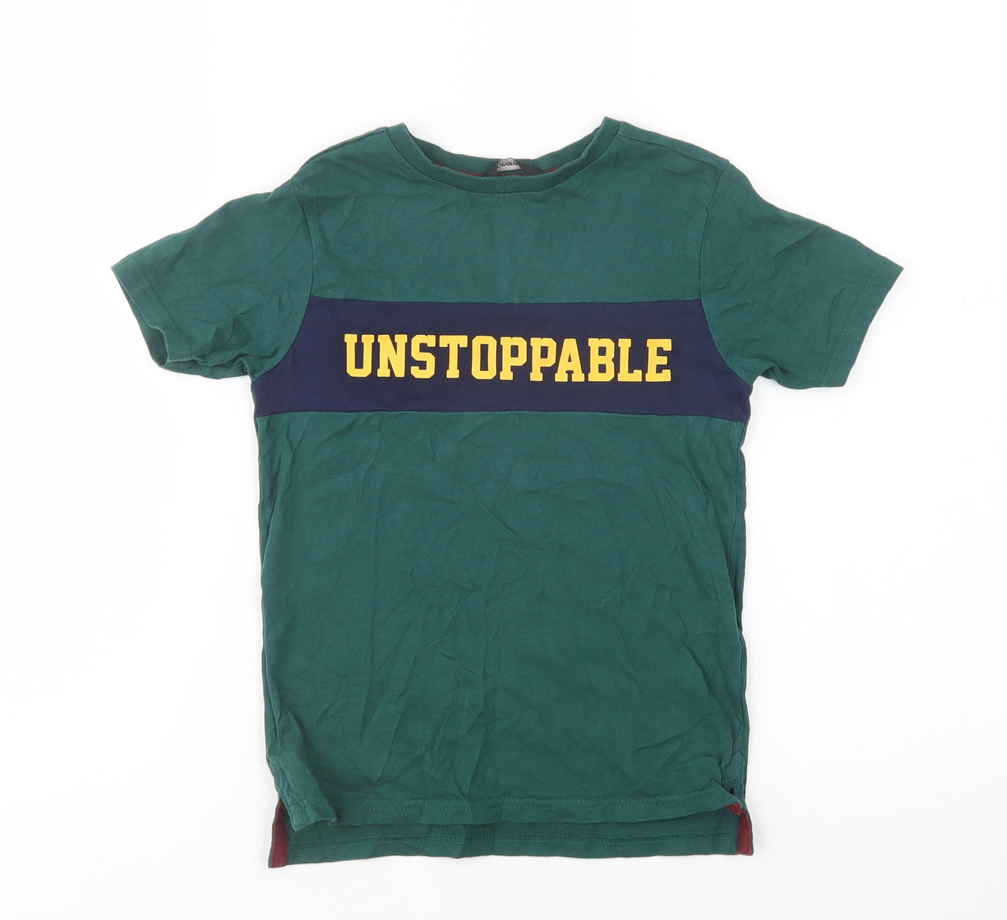 George Boys Green  Cotton Pullover T-Shirt Size 5-6 Years Crew Neck Pullover - Unstoppable