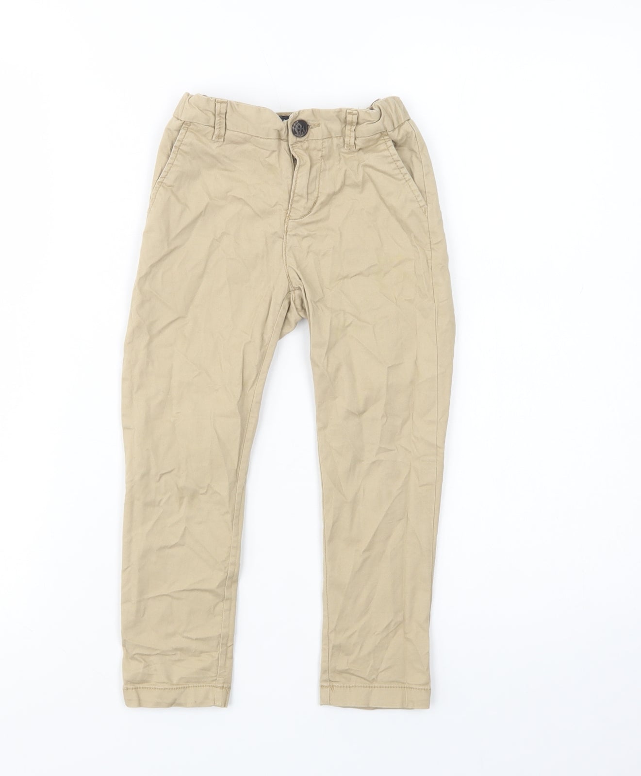 H&M Boys Beige  Cotton Chino Trousers Size 3-4 Years  Regular Button