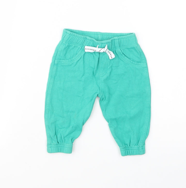 F&F Baby Green  Cotton Jogger Trousers Size 3-6 Months  Drawstring