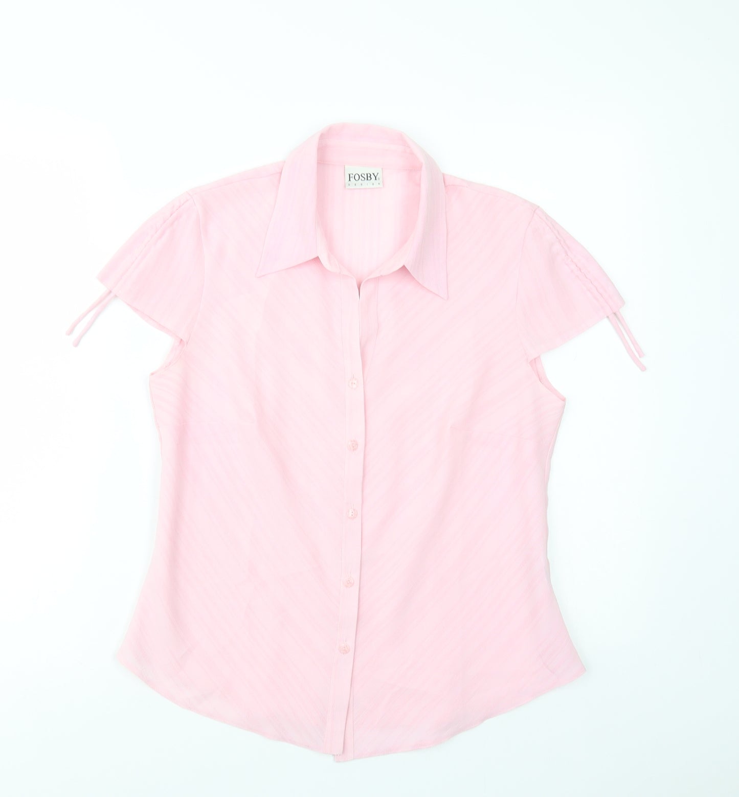 Fosby Womens Pink Striped Polyester Basic Button-Up Size 12 Collared
