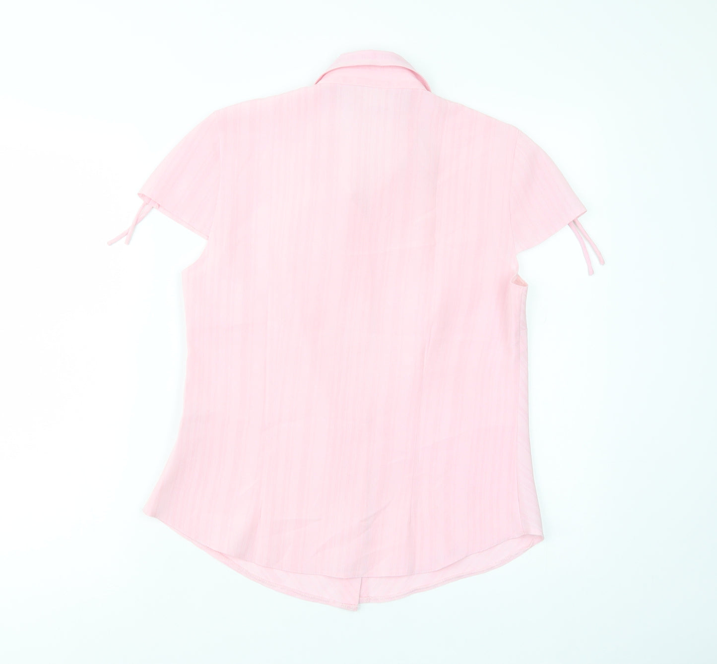 Fosby Womens Pink Striped Polyester Basic Button-Up Size 12 Collared