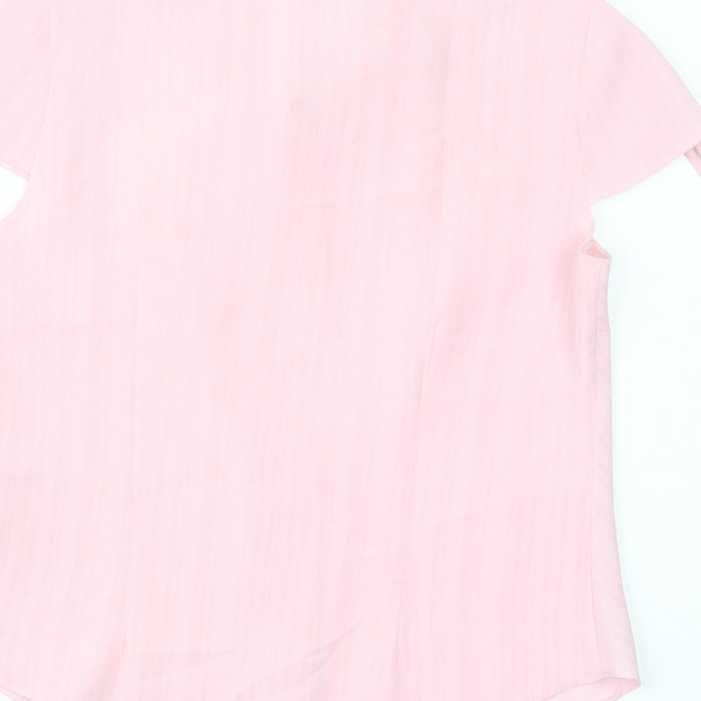 Fosby Womens Pink Striped Polyester Basic Button-Up Size 12 Collared