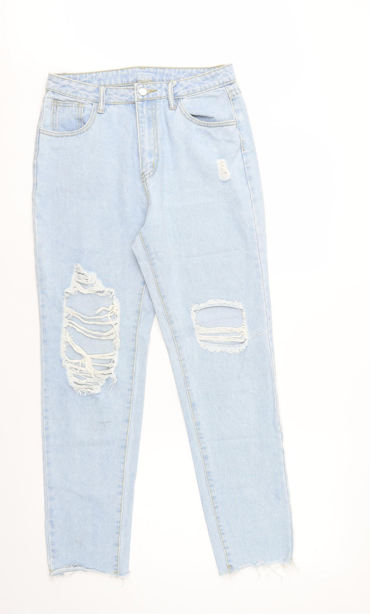 SheIn Womens Blue Cotton Boyfriend Jeans Size M L27 in Regular Button