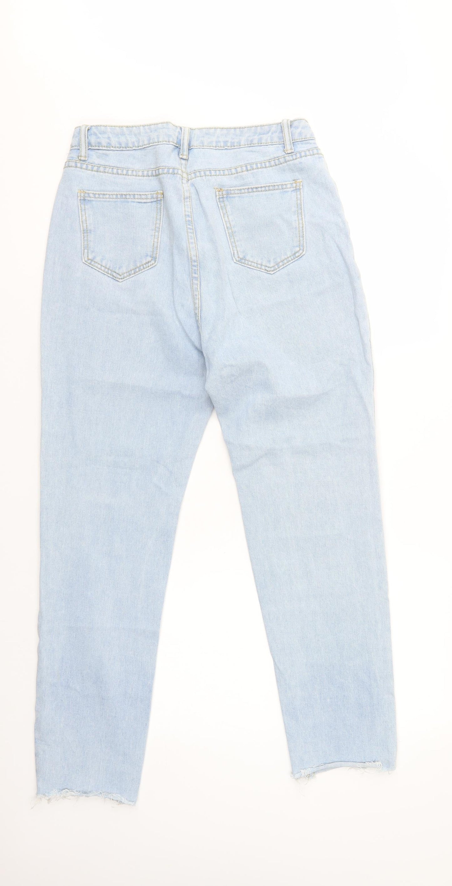 SheIn Womens Blue  Cotton Boyfriend Jeans Size M L27 in Regular Button