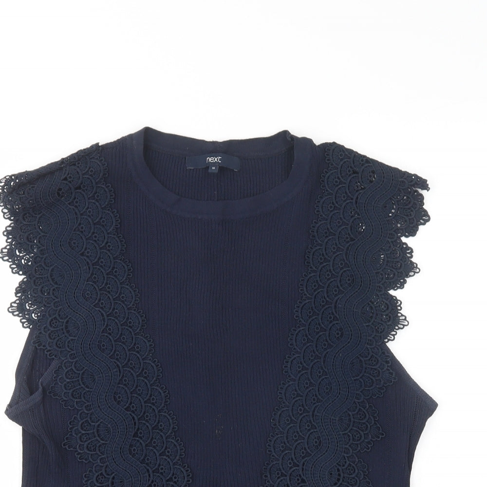 NEXT Womens Blue  Viscose Basic Tank Size 16 Crew Neck