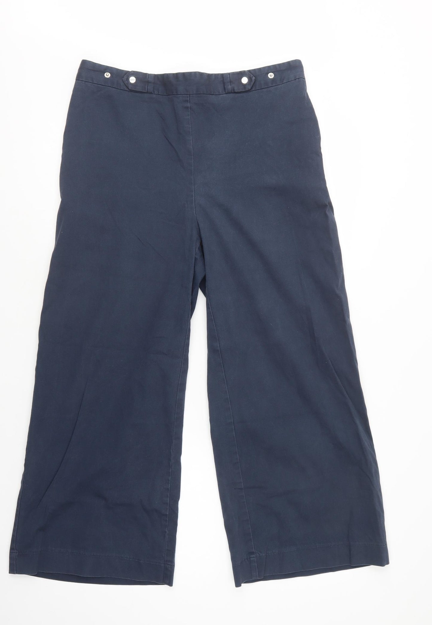 Zara Womens Blue  Cotton Wide-Leg Jeans Size L L26 in Regular Snap