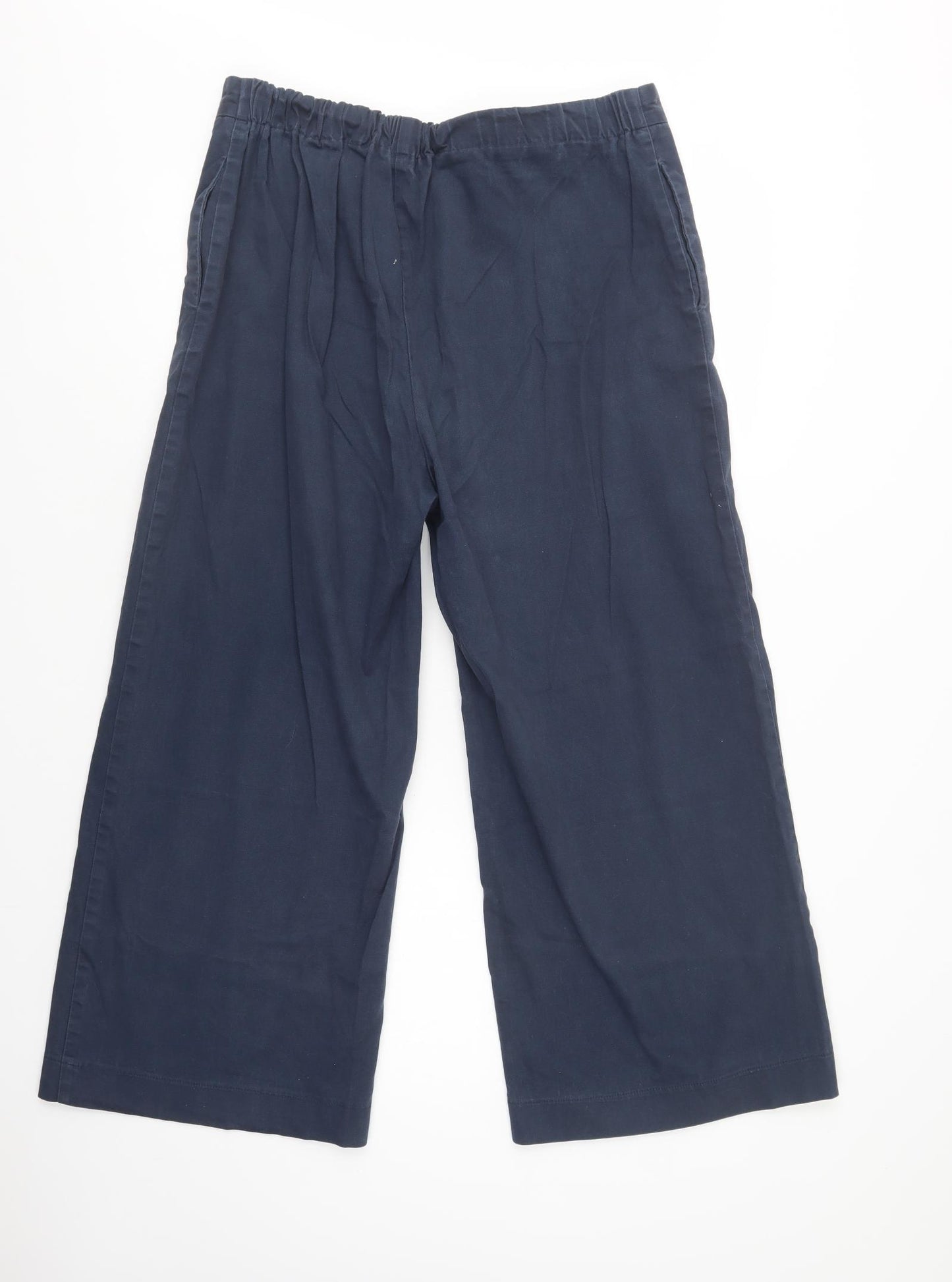 Zara Womens Blue  Cotton Wide-Leg Jeans Size L L26 in Regular Snap