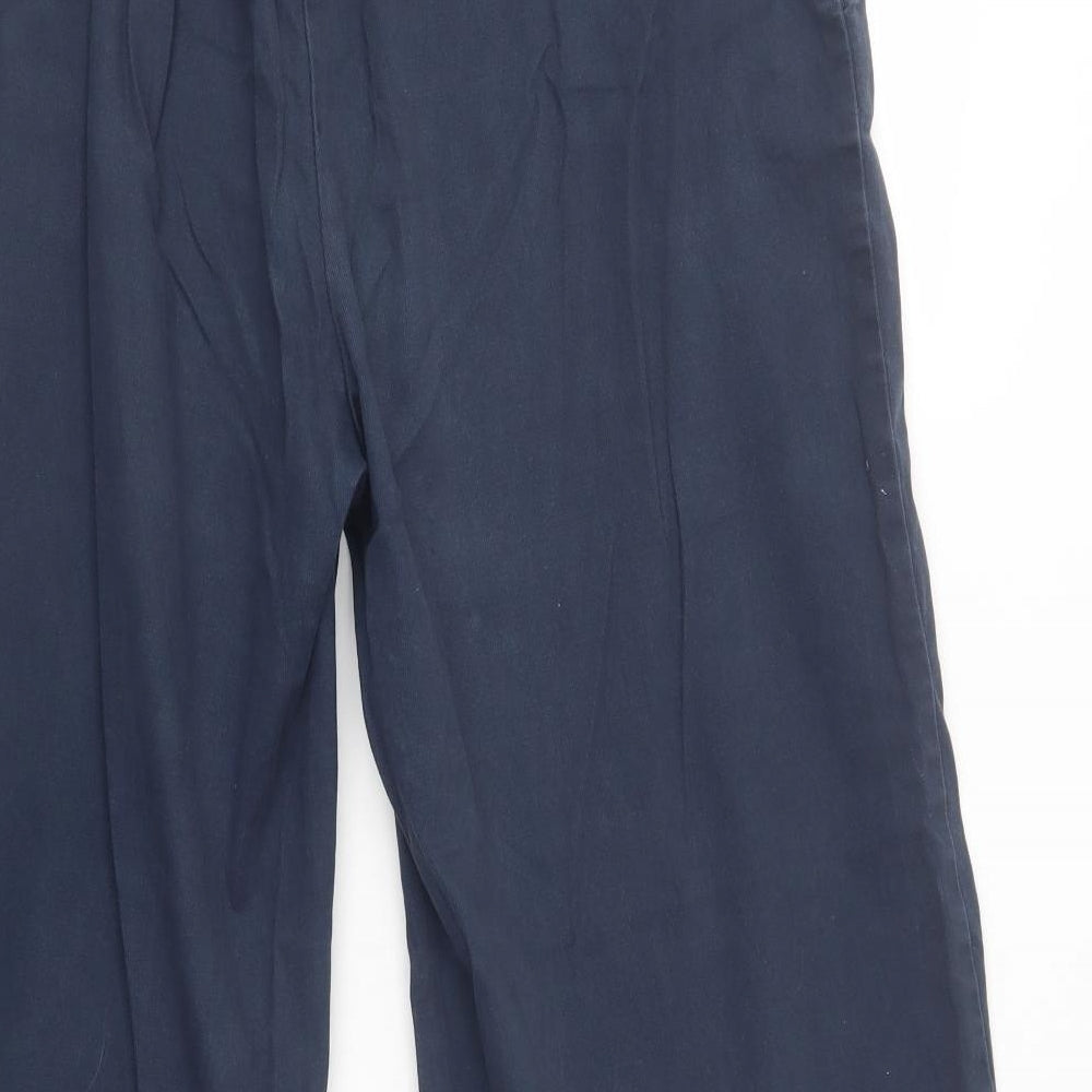 Zara Womens Blue  Cotton Wide-Leg Jeans Size L L26 in Regular Snap