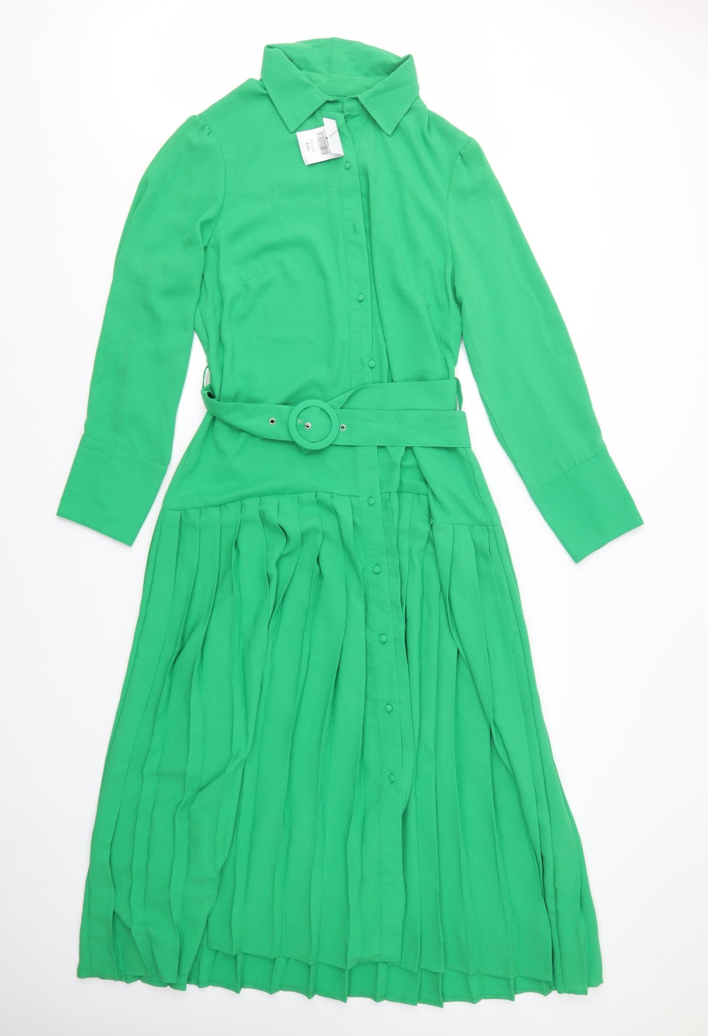 NEXT Womens Green  Polyester Shirt Dress  Size 16  V-Neck Button