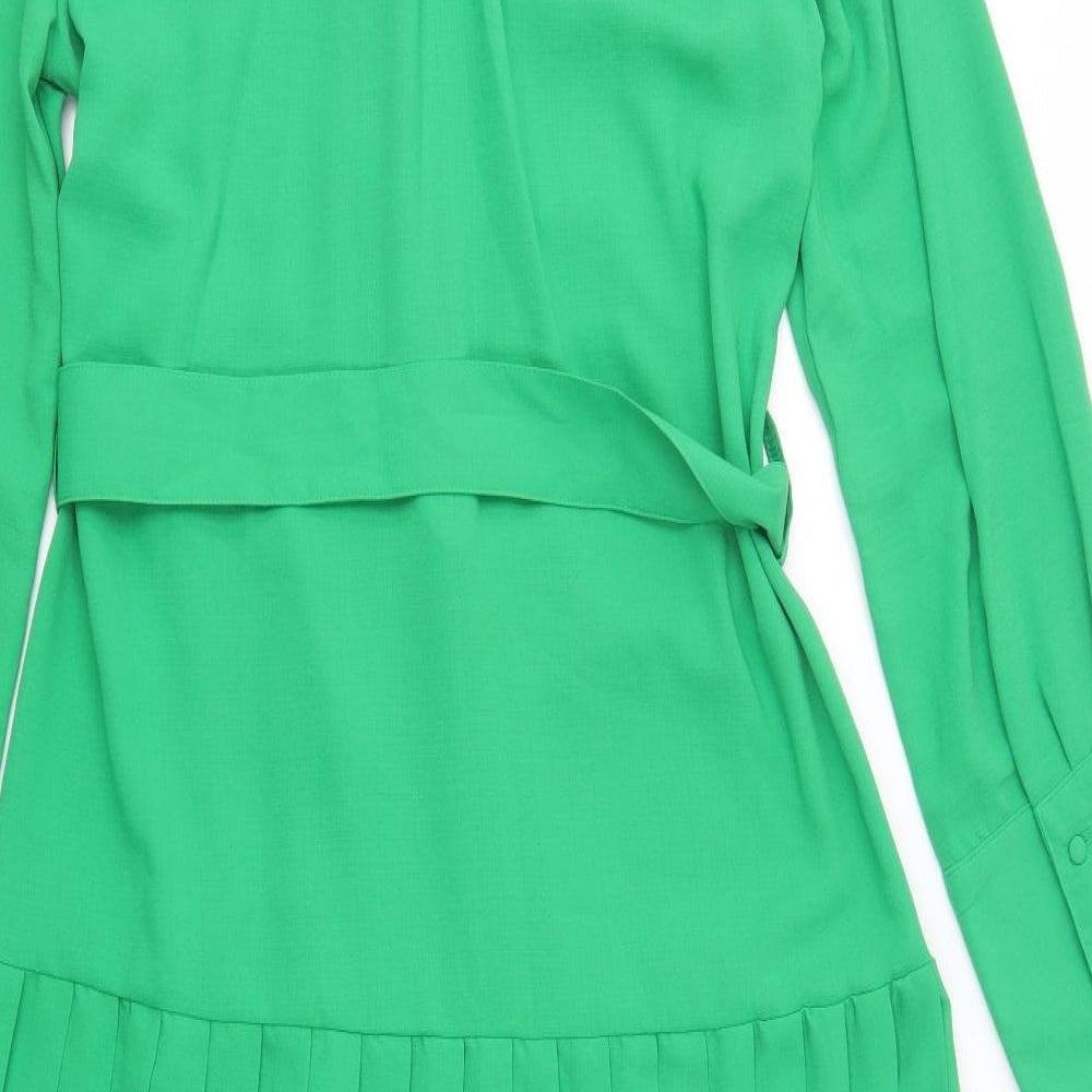 NEXT Womens Green  Polyester Shirt Dress  Size 16  V-Neck Button