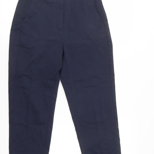 Marks Womens Blue  Cotton Dress Pants Trousers Size 8 L24 in Regular Button
