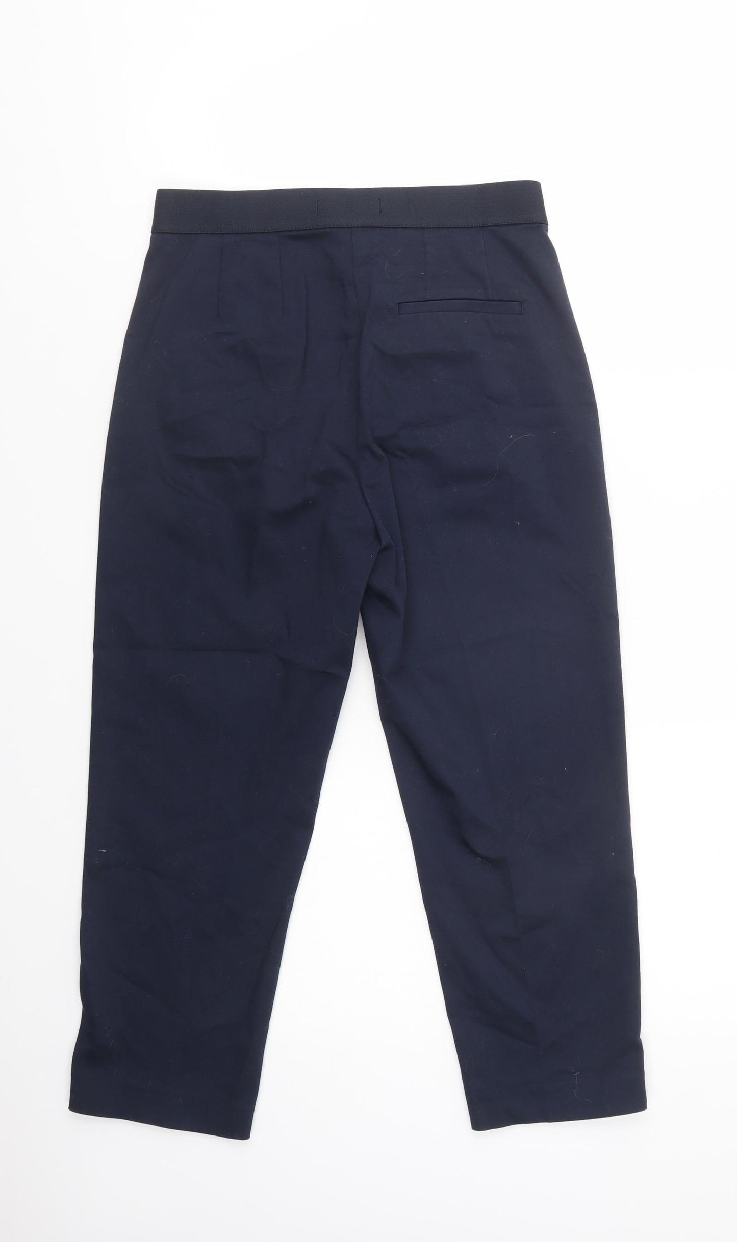 Marks Womens Blue  Cotton Dress Pants Trousers Size 8 L24 in Regular Button