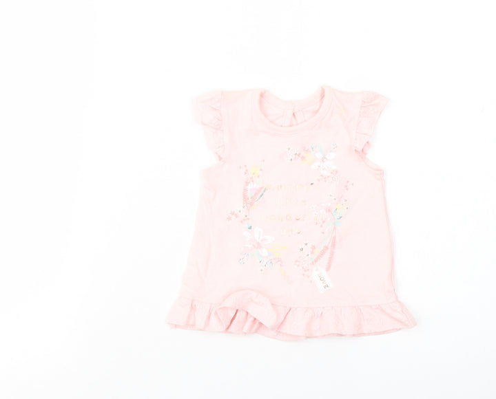 George Baby Pink Cotton Basic Blouse Size Newborn Crew Neck Button - Little Wonderful One