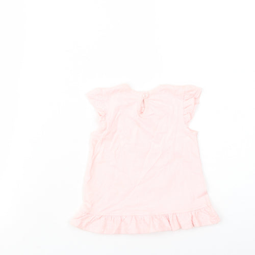 George Baby Pink  Cotton Basic Blouse Size Newborn Crew Neck Button - Little Wonderful One