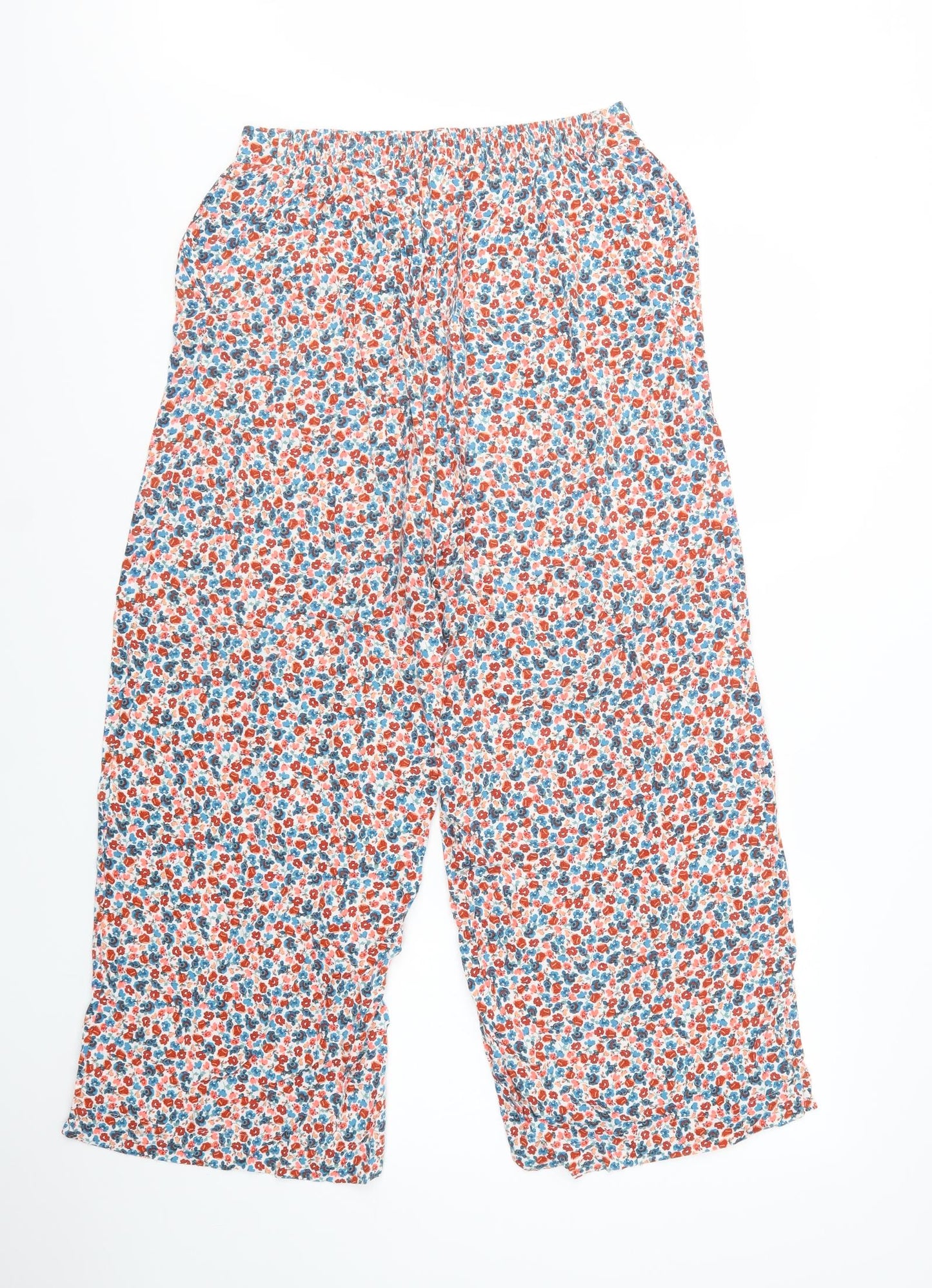 New Look Womens Multicoloured Floral Viscose Trousers  Size 14 L27 in Regular