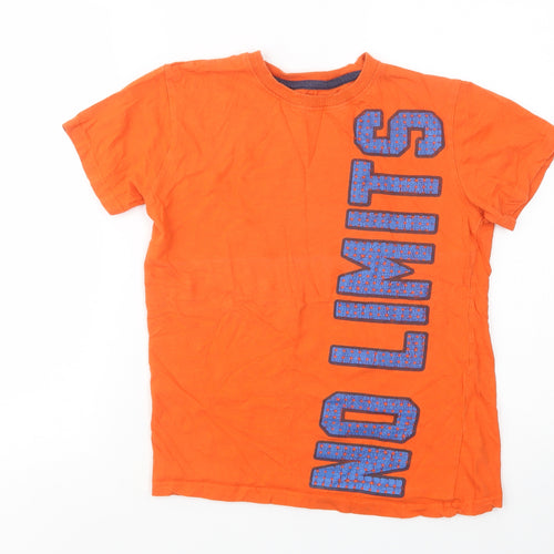 Dunnes Stores Boys Orange  Cotton Ringer T-Shirt Size 12-13 Years Crew Neck Pullover - No Limits