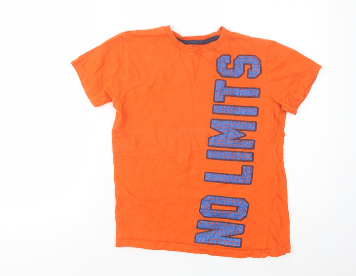 Dunnes Stores Boys Orange Cotton Ringer T-Shirt Size 12-13 Years Crew Neck Pullover - No Limits